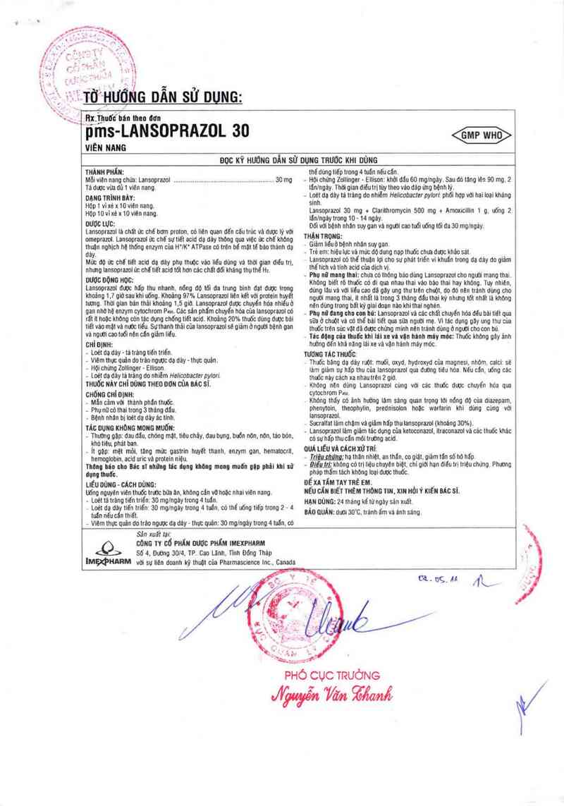 thông tin, cách dùng, giá thuốc pms-Lansoprazol 30 - ảnh 4