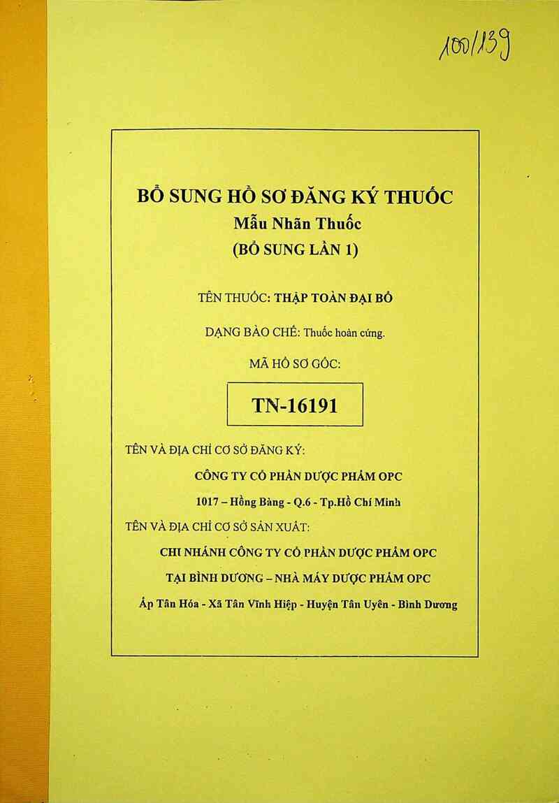 thông tin, cách dùng, giá thuốc Thập toàn đại bổ - ảnh 0