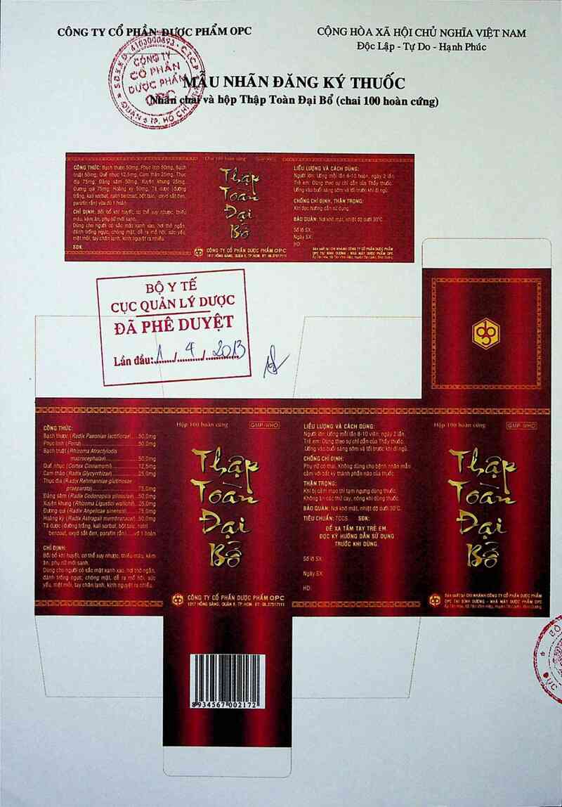 thông tin, cách dùng, giá thuốc Thập toàn đại bổ - ảnh 1