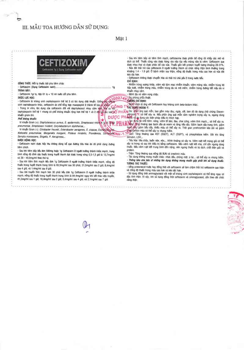 thông tin, cách dùng, giá thuốc Ceftizoxim - ảnh 1