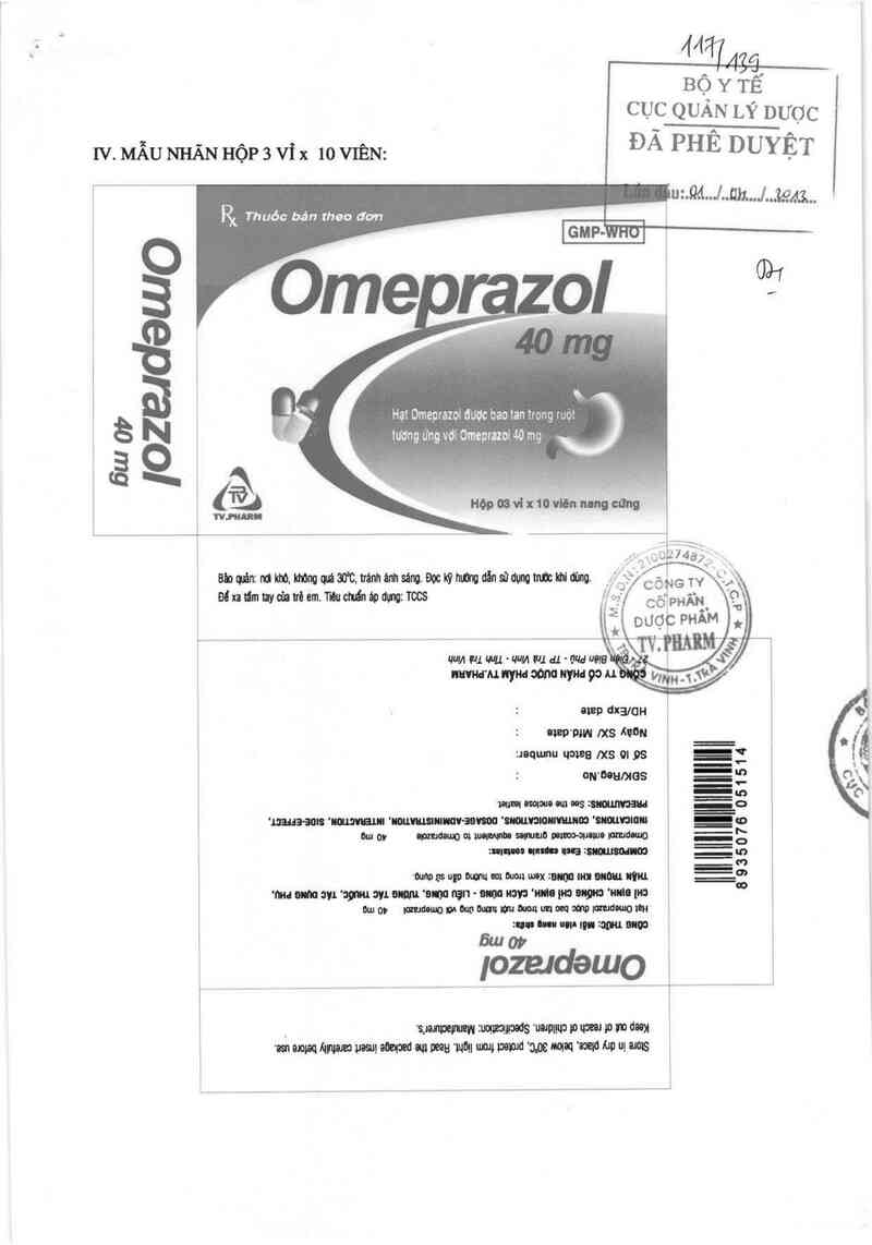 thông tin, cách dùng, giá thuốc Omeprazol 40mg - ảnh 0