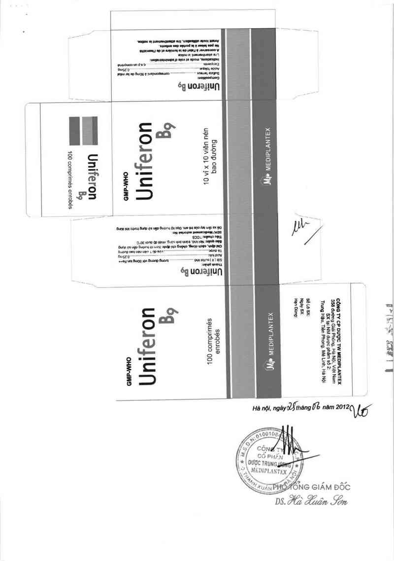 thông tin, cách dùng, giá thuốc Uniferon B9 - ảnh 1