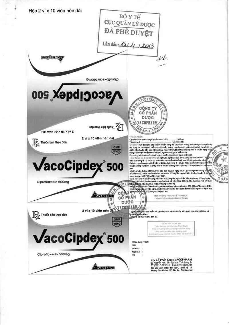 thông tin, cách dùng, giá thuốc Vacocipdex 500 - ảnh 0