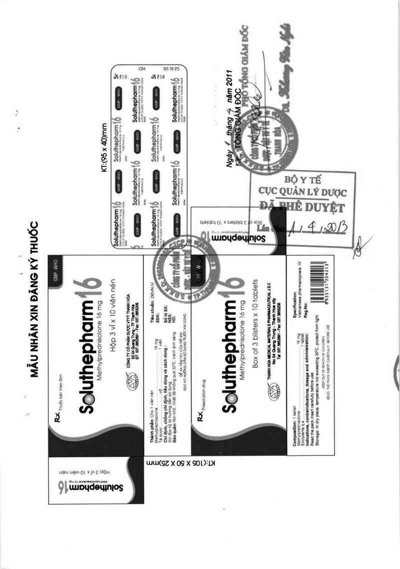 thông tin, cách dùng, giá thuốc Soluthepharm 16 - ảnh 1