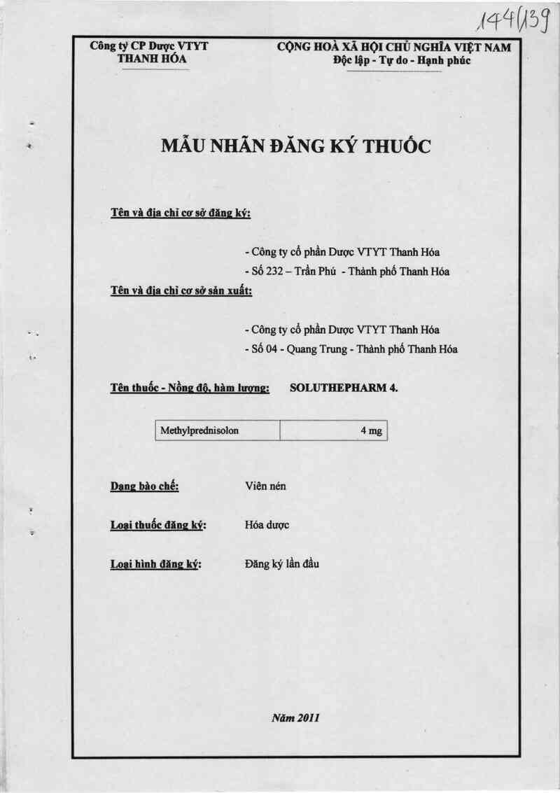 thông tin, cách dùng, giá thuốc Soluthepharm 4 - ảnh 0