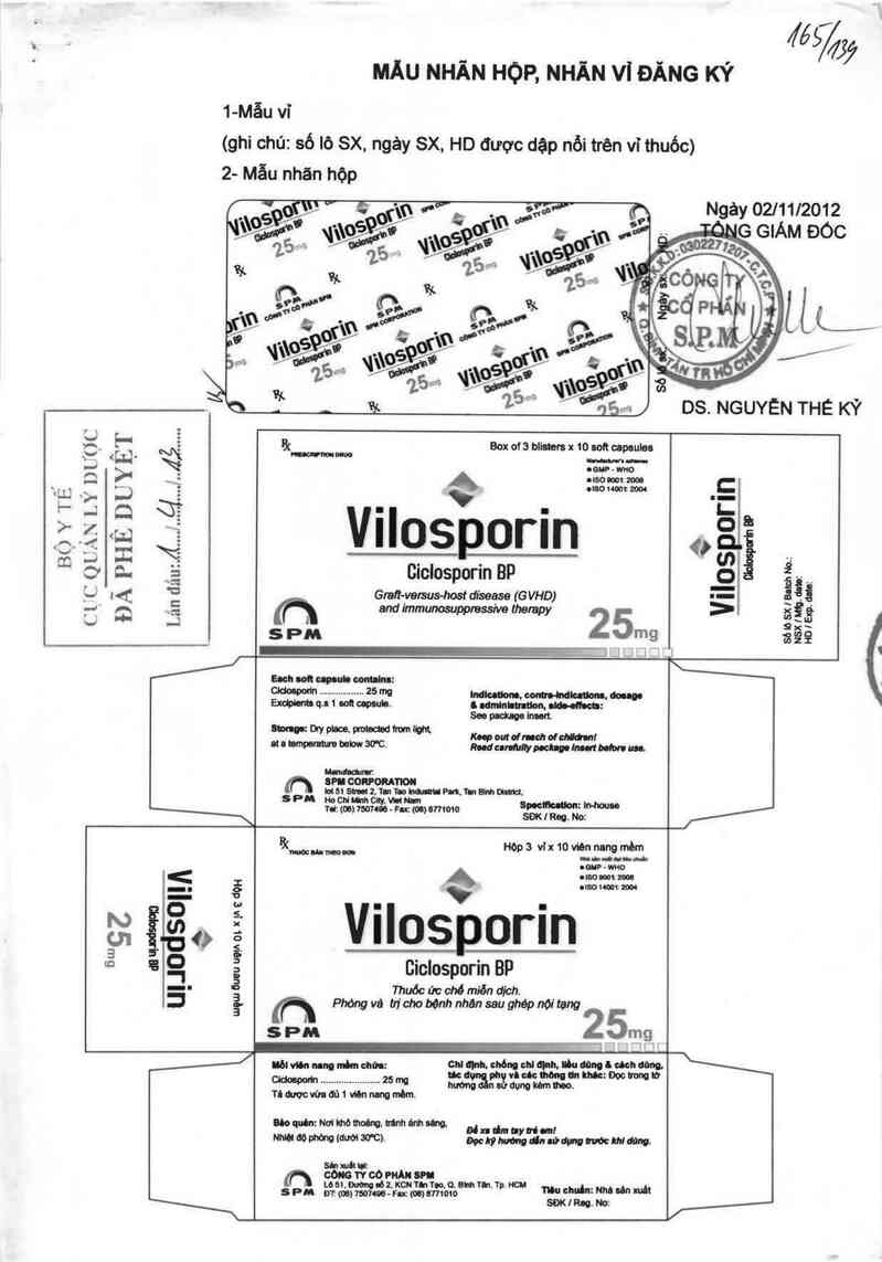 thông tin, cách dùng, giá thuốc Vilosporin 25 - ảnh 0