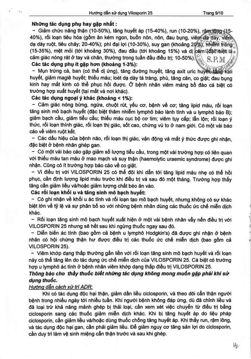 thông tin, cách dùng, giá thuốc Vilosporin 25 - ảnh 9