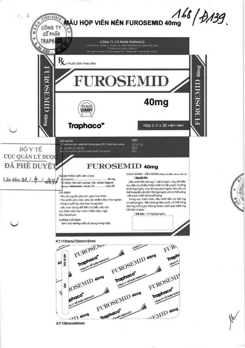 thông tin, cách dùng, giá thuốc Furosemid 40mg - ảnh 0