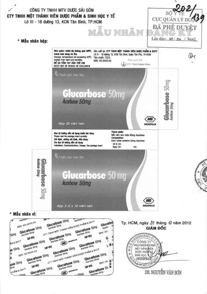 thông tin, cách dùng, giá thuốc Glucarbose 50mg - ảnh 0