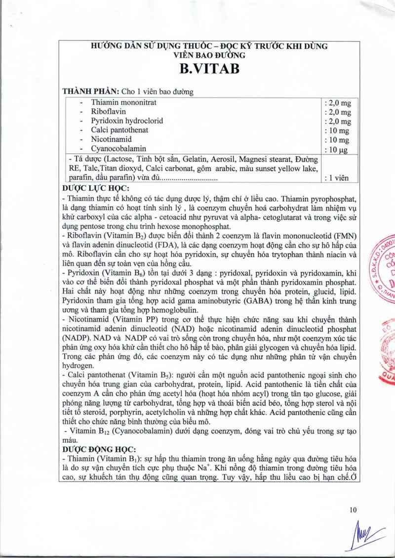 thông tin, cách dùng, giá thuốc B.Vitab - ảnh 1
