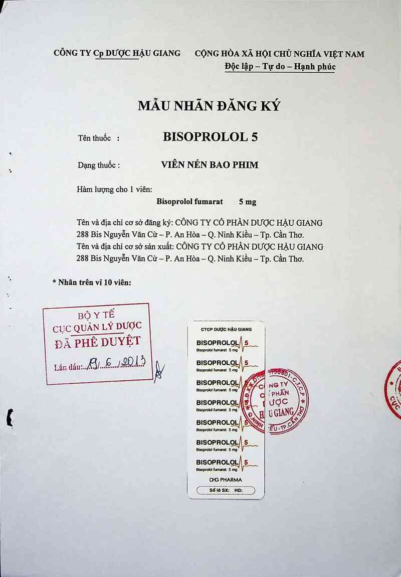 thông tin, cách dùng, giá thuốc Bisoprolol 5 - ảnh 1