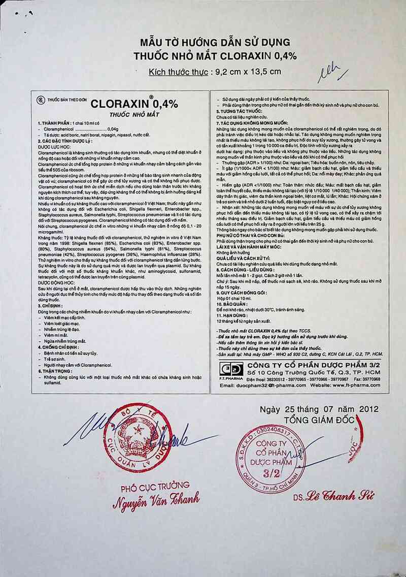 thông tin, cách dùng, giá thuốc Cloraxin 0,4% - ảnh 2