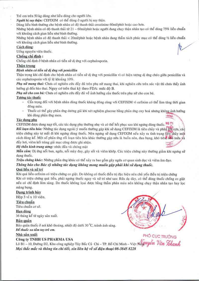 thông tin, cách dùng, giá thuốc Cefixim 200 - CGP - ảnh 2