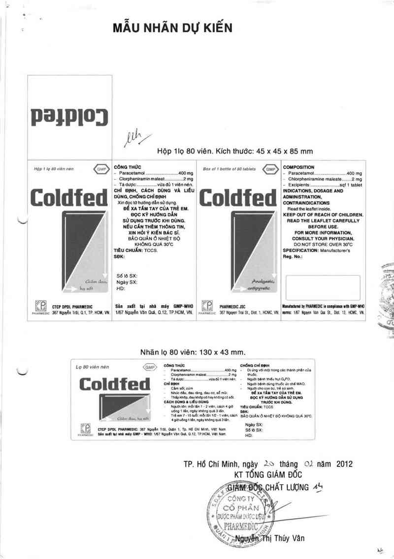 thông tin, cách dùng, giá thuốc Coldfed - ảnh 1