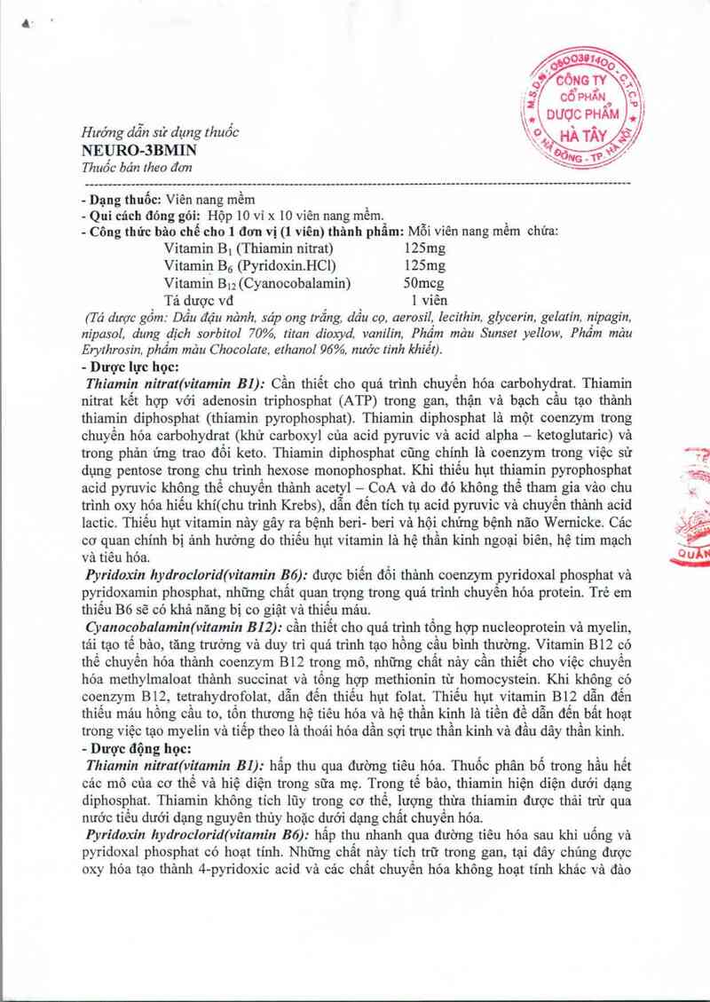 thông tin, cách dùng, giá thuốc Neuro-3Bmin - ảnh 1