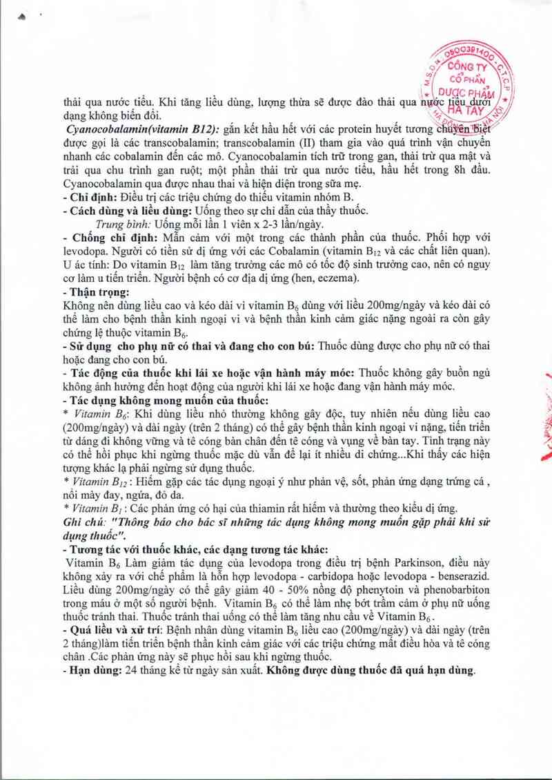 thông tin, cách dùng, giá thuốc Neuro-3Bmin - ảnh 2