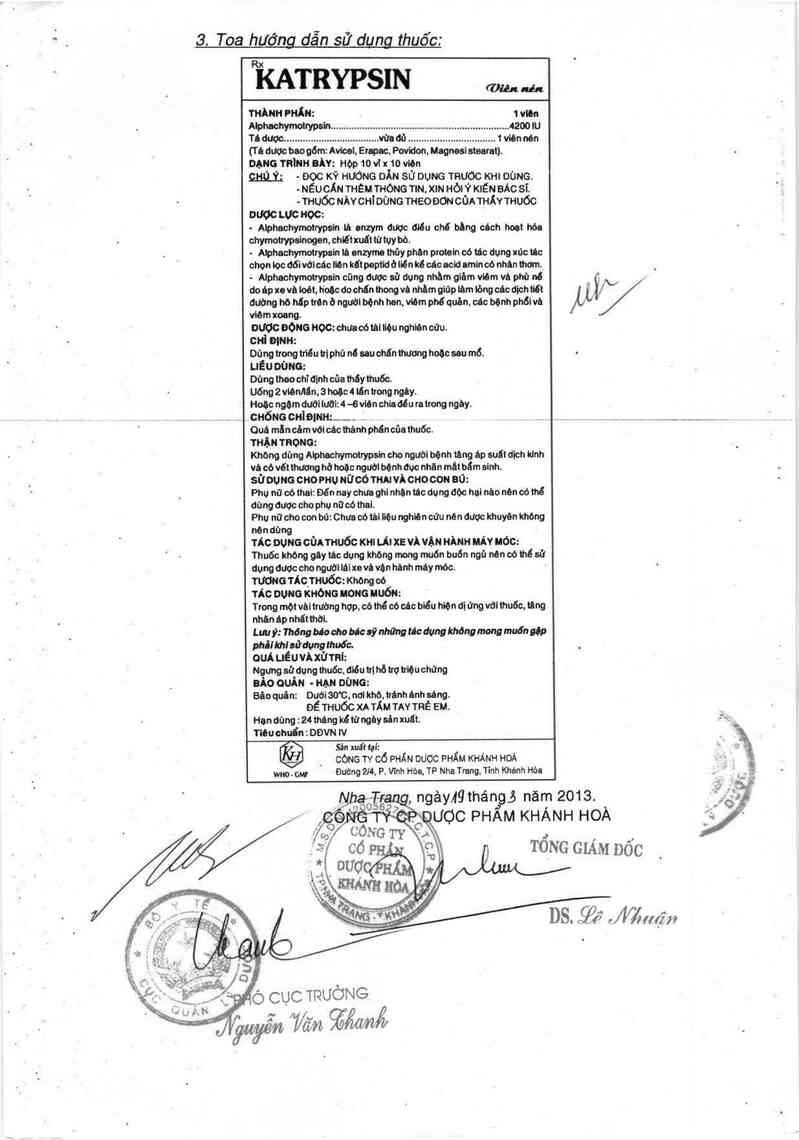 thông tin, cách dùng, giá thuốc Katrypsin - ảnh 1