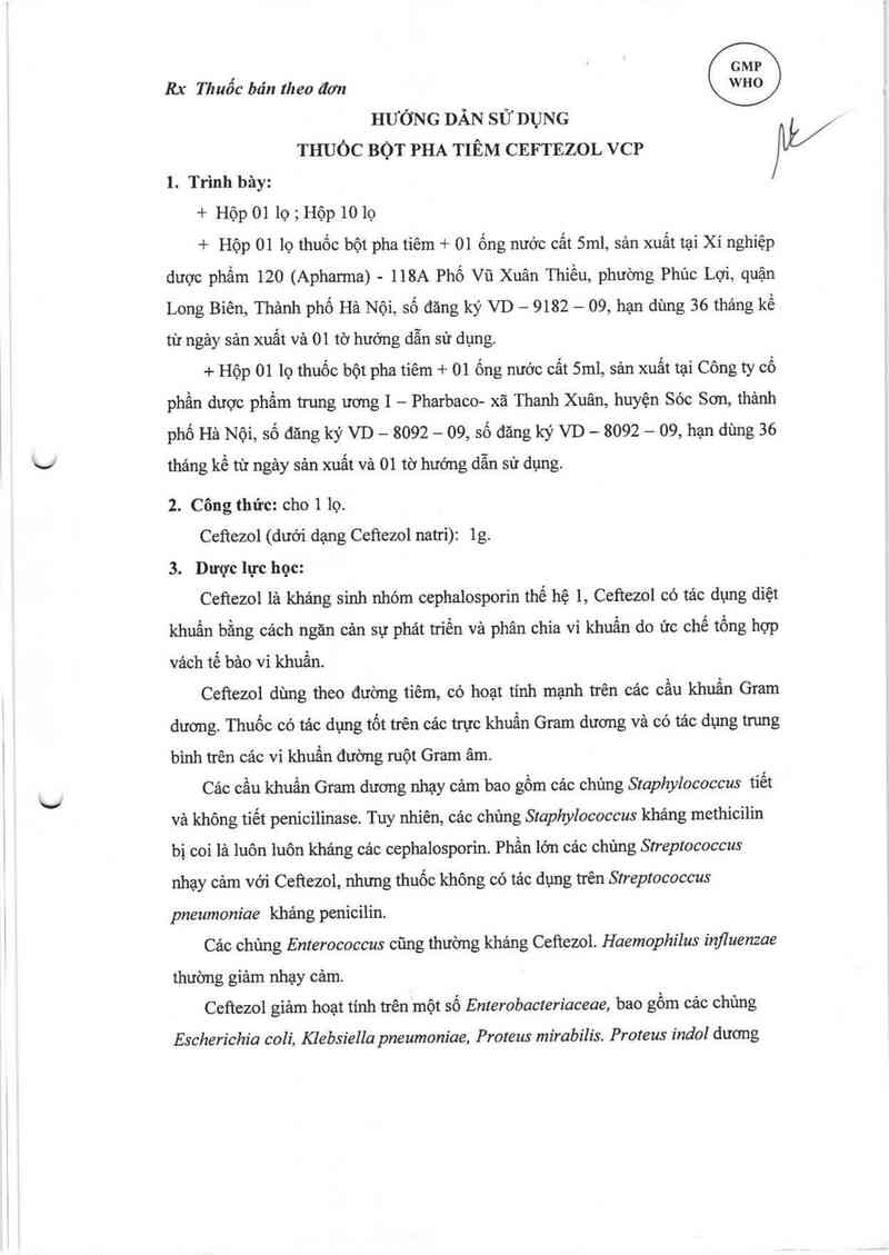 thông tin, cách dùng, giá thuốc Ceftezol VCP - ảnh 4