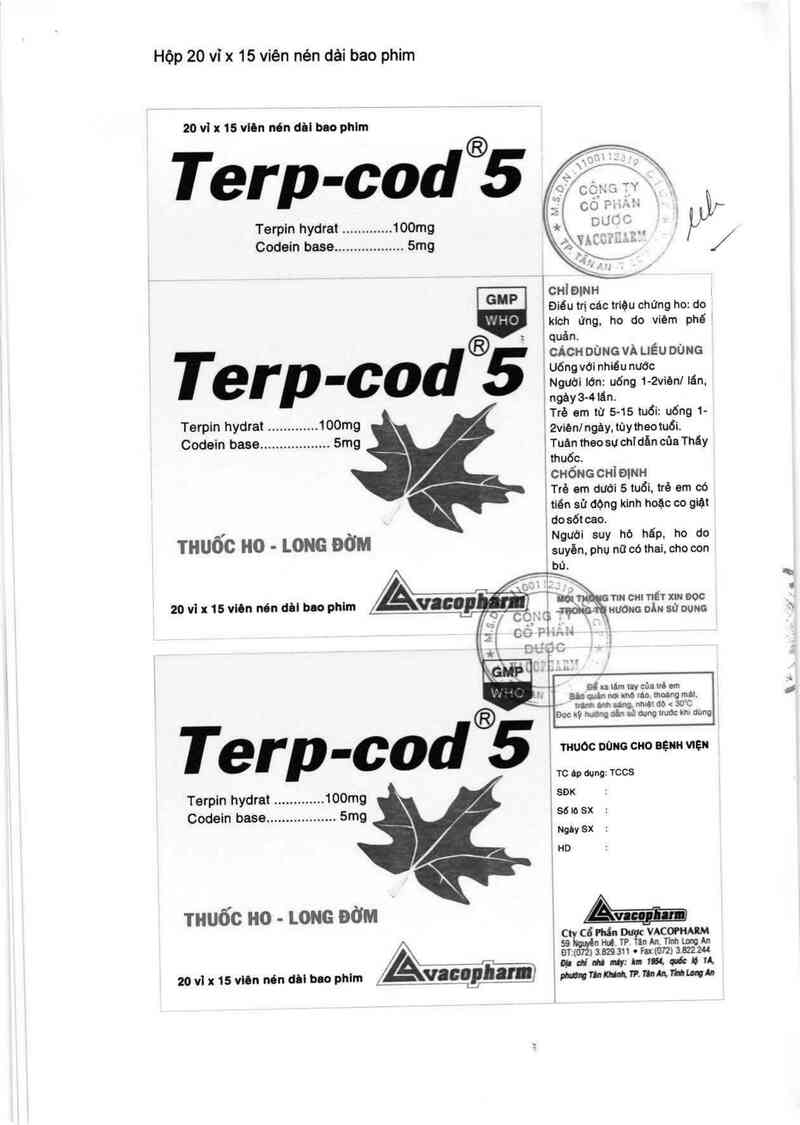 thông tin, cách dùng, giá thuốc Terp-cod 5 - ảnh 3