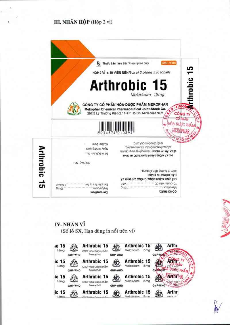thông tin, cách dùng, giá thuốc Arthrobic 15 - ảnh 1