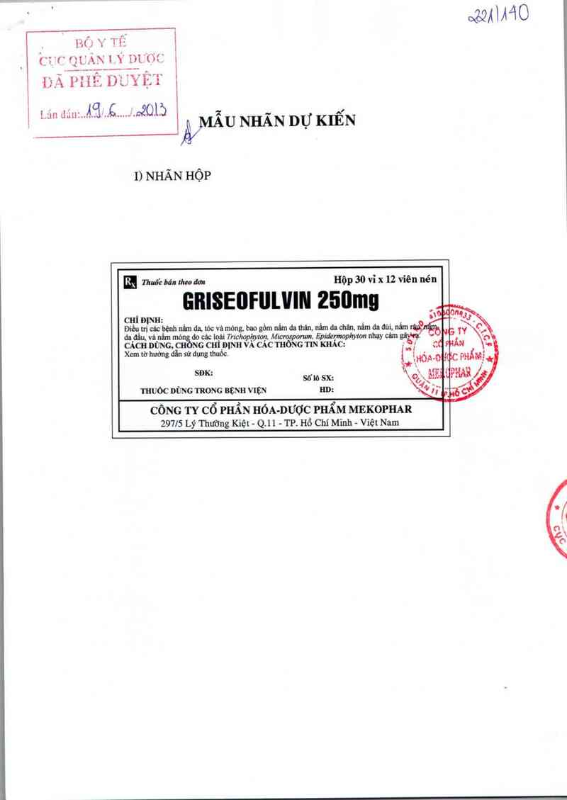 thông tin, cách dùng, giá thuốc Griseofulvin 250mg - ảnh 0