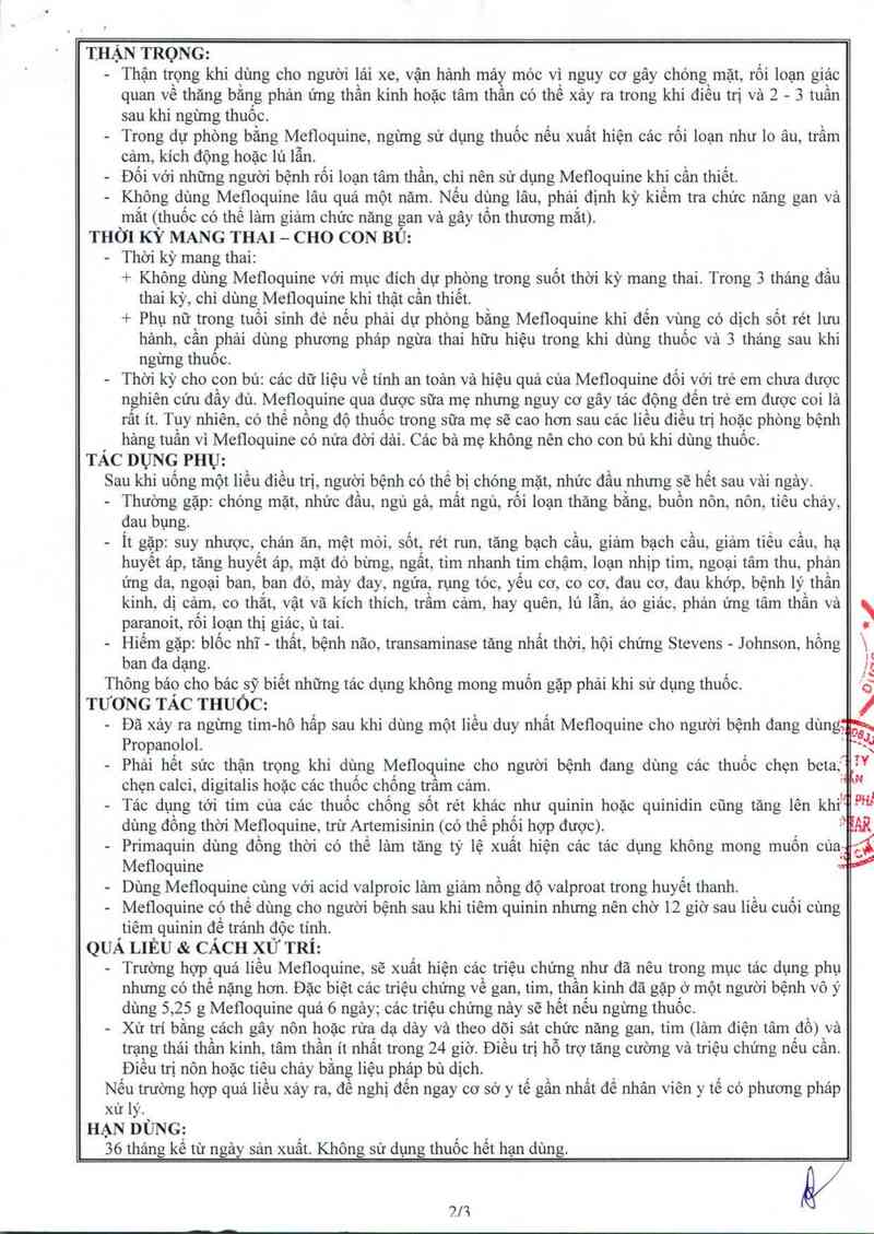 thông tin, cách dùng, giá thuốc Mekofloquin 250 - ảnh 4