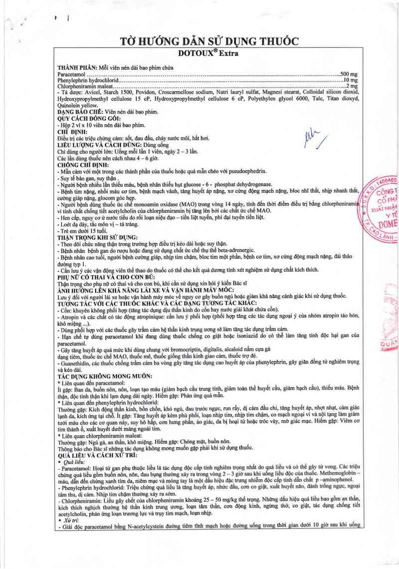 thông tin, cách dùng, giá thuốc Dotoux Extra - ảnh 1