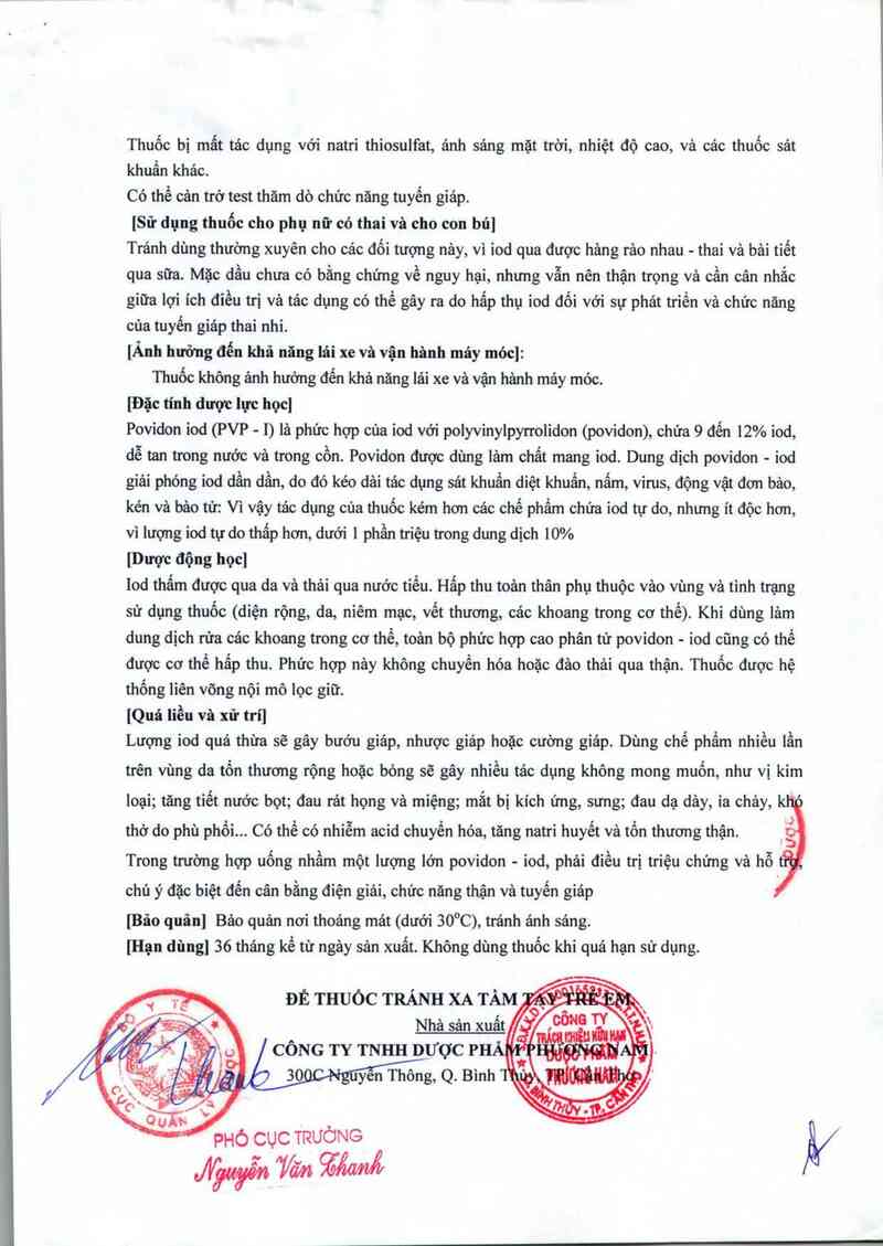 thông tin, cách dùng, giá thuốc Dung dịch Povidon 10% - ảnh 4