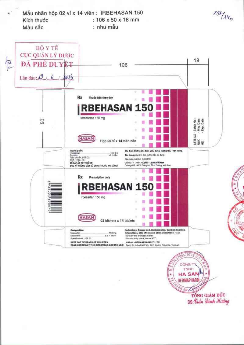thông tin, cách dùng, giá thuốc Irbehasan 150 - ảnh 0