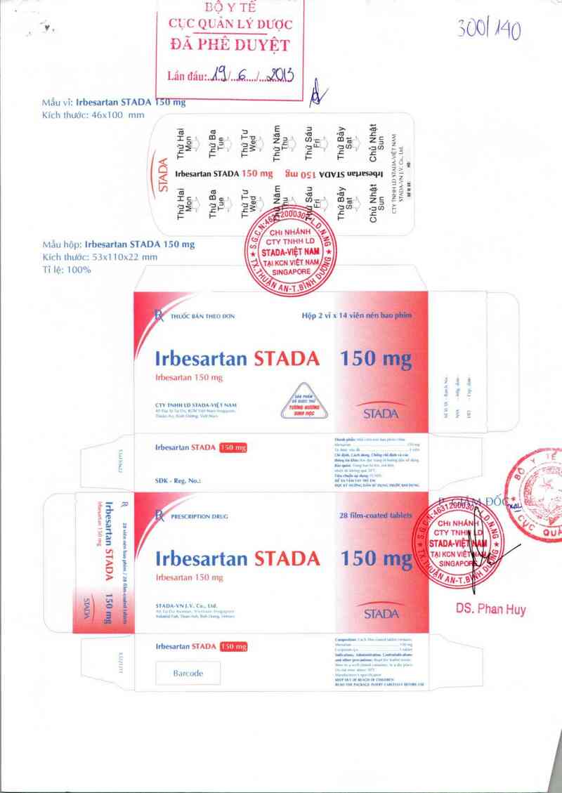thông tin, cách dùng, giá thuốc Irbesartan Stada 150 mg - ảnh 0
