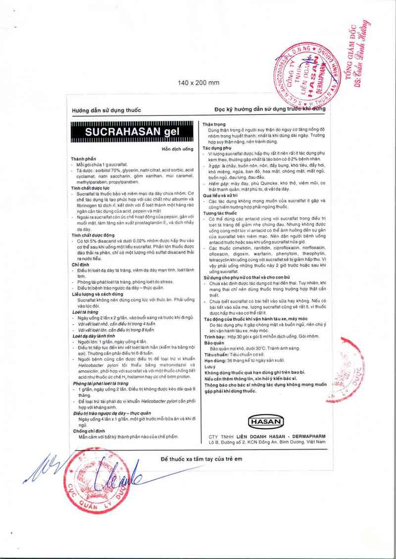 thông tin, cách dùng, giá thuốc Sucrahasan gel - ảnh 2