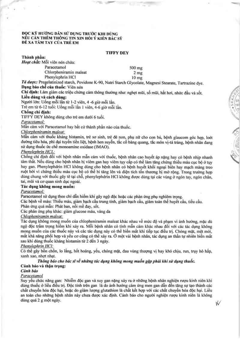 thông tin, cách dùng, giá thuốc Tiffy dey - ảnh 1