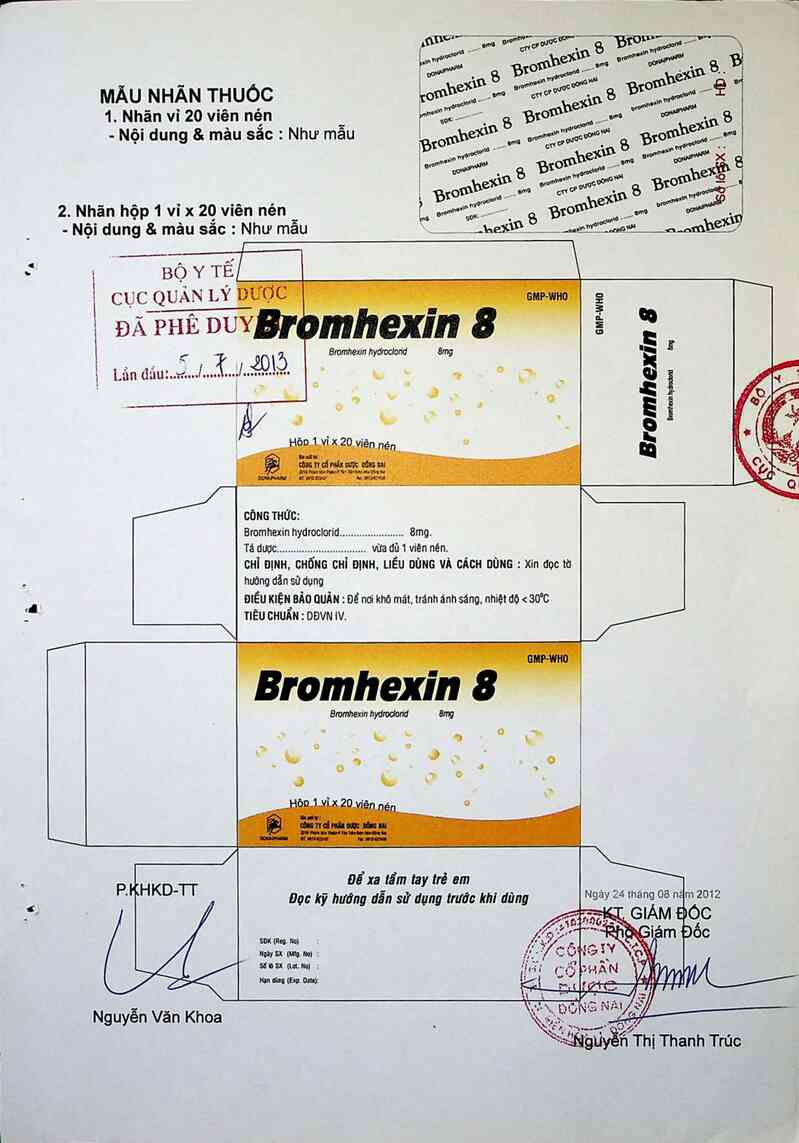 thông tin, cách dùng, giá thuốc Bromhexin 8 - ảnh 1