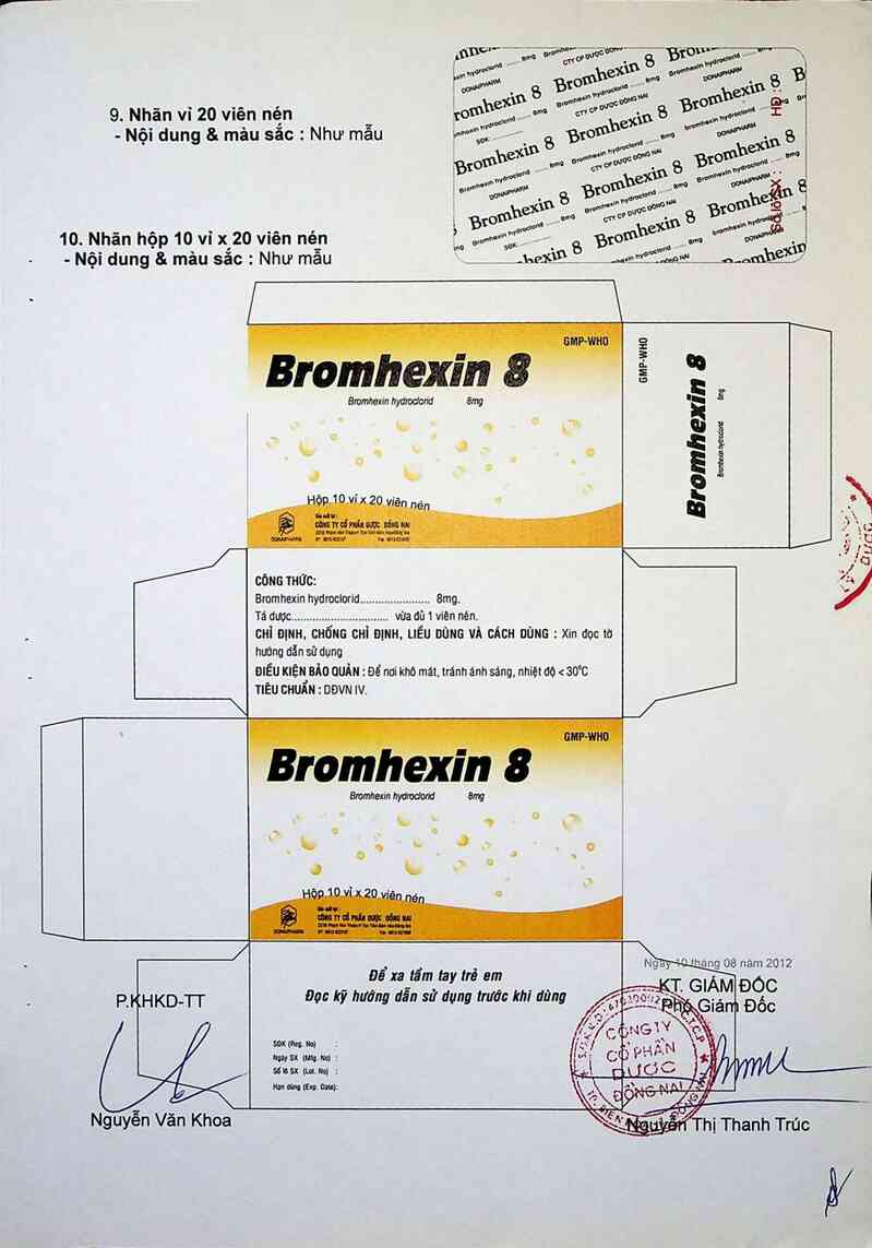 thông tin, cách dùng, giá thuốc Bromhexin 8 - ảnh 3
