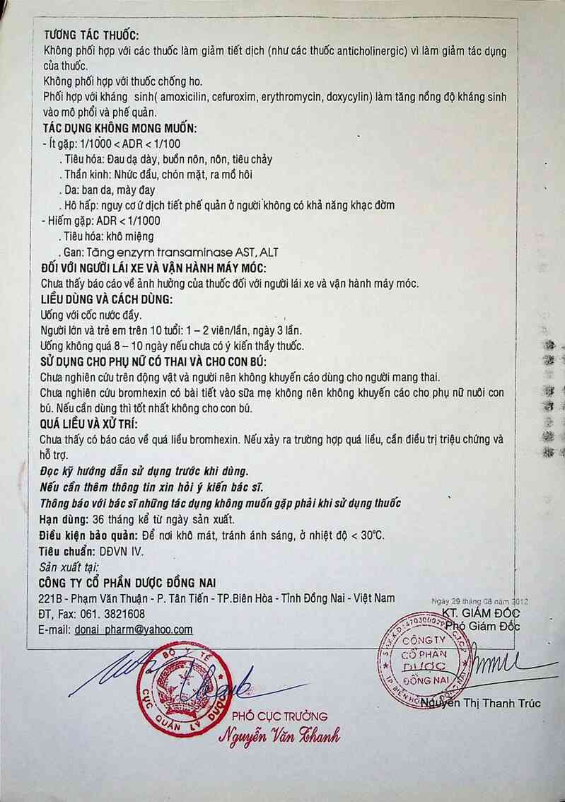 thông tin, cách dùng, giá thuốc Bromhexin 8 - ảnh 8