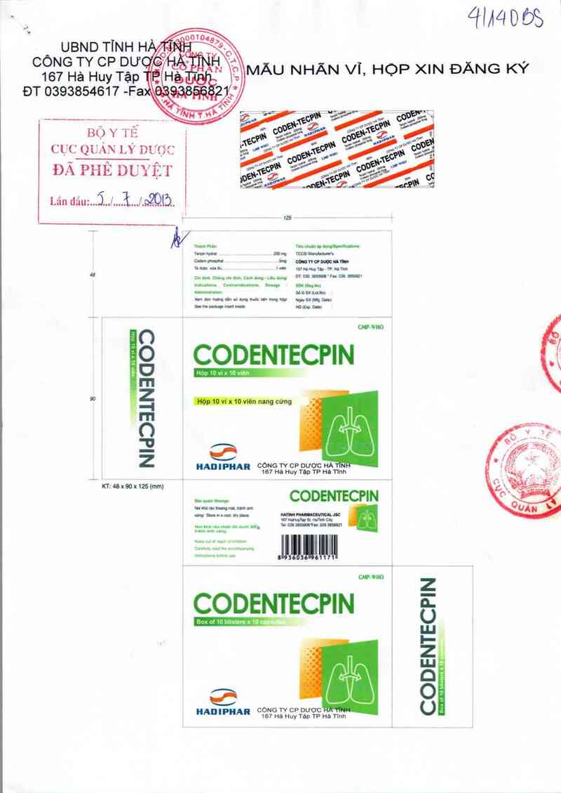 thông tin, cách dùng, giá thuốc Codentecpin - ảnh 0
