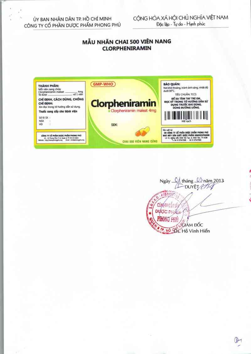 thông tin, cách dùng, giá thuốc Clorpheniramin - ảnh 1