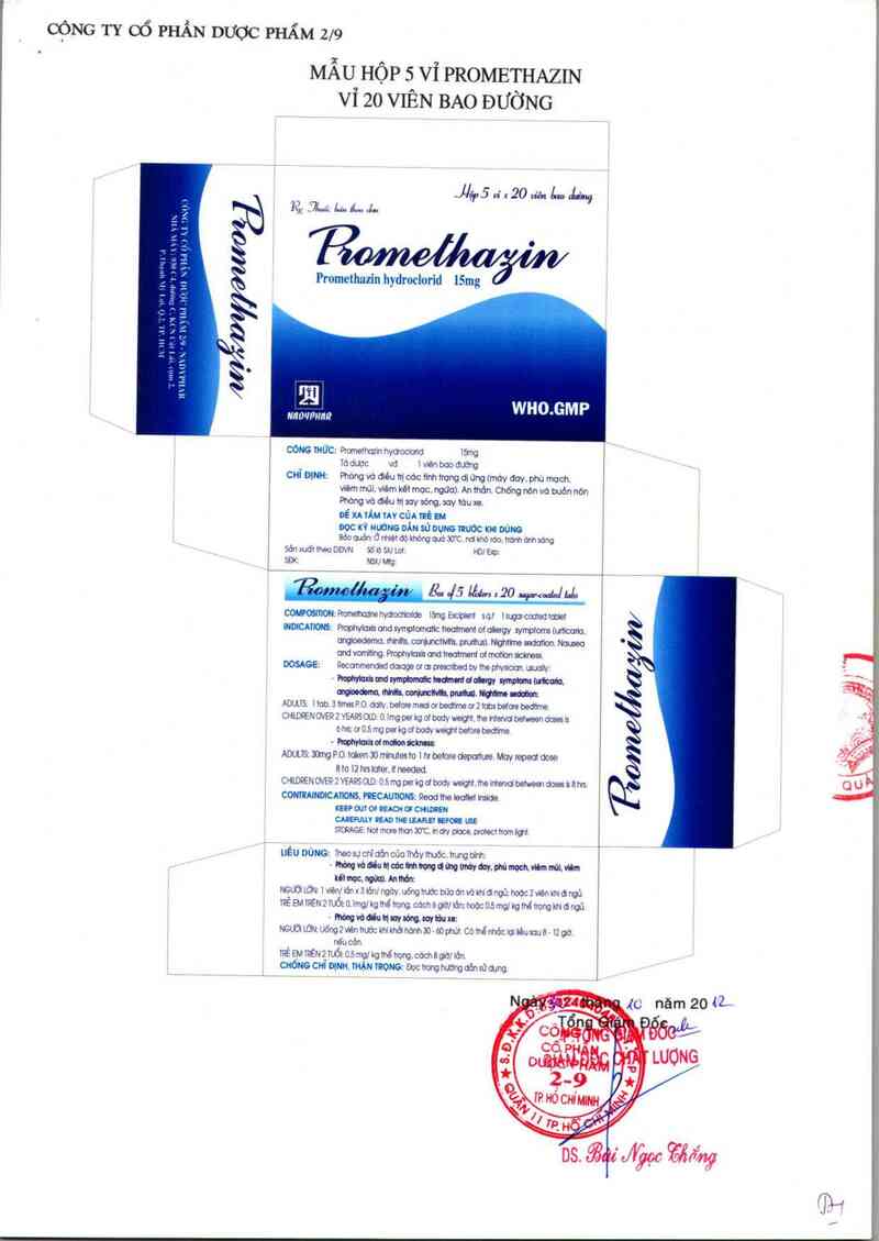 thông tin, cách dùng, giá thuốc Promethazin - ảnh 2