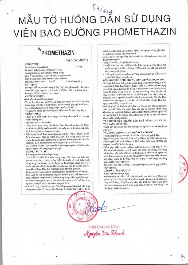 thông tin, cách dùng, giá thuốc Promethazin - ảnh 3