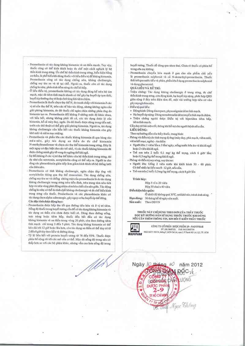 thông tin, cách dùng, giá thuốc Promethazin - ảnh 4