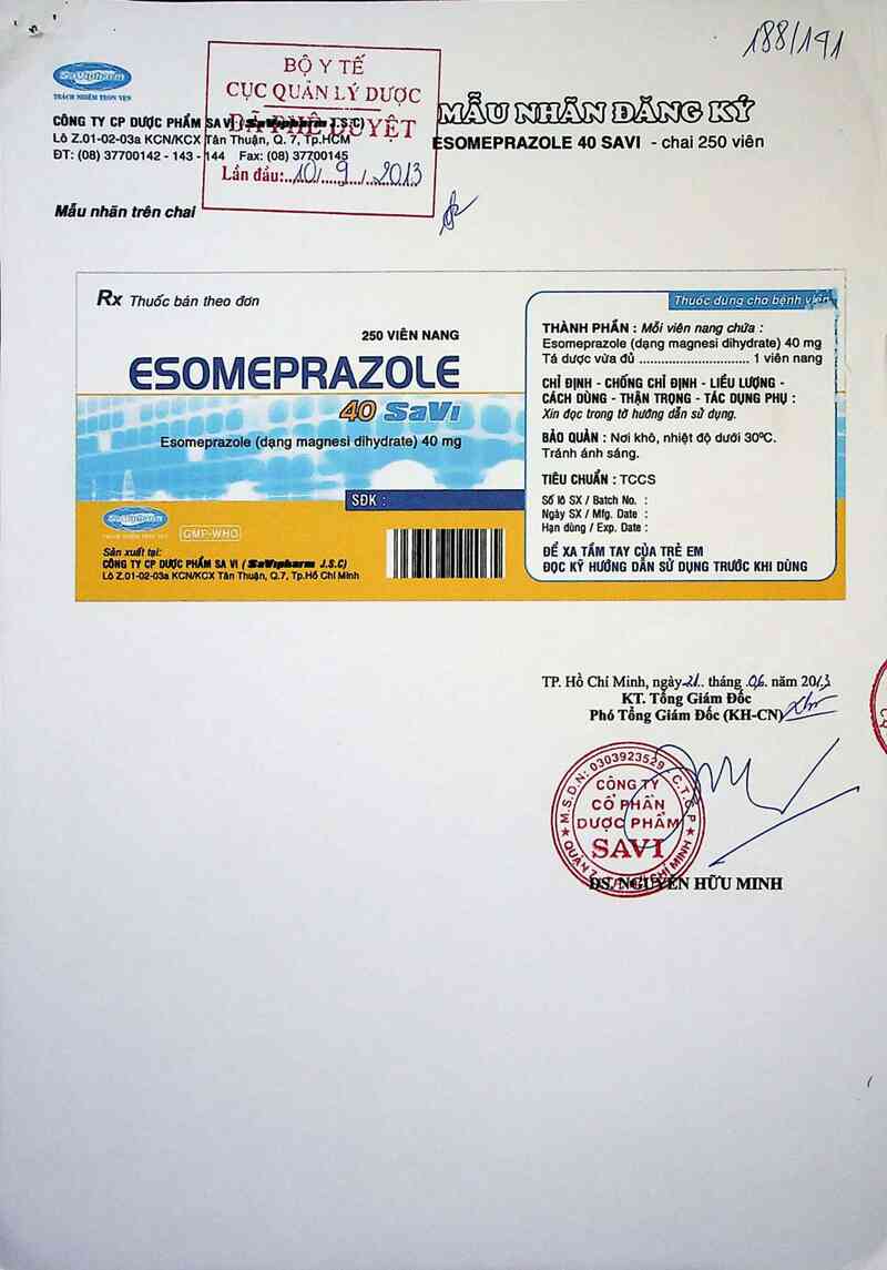 thông tin, cách dùng, giá thuốc Esomeprazole 40 SaVi - ảnh 0
