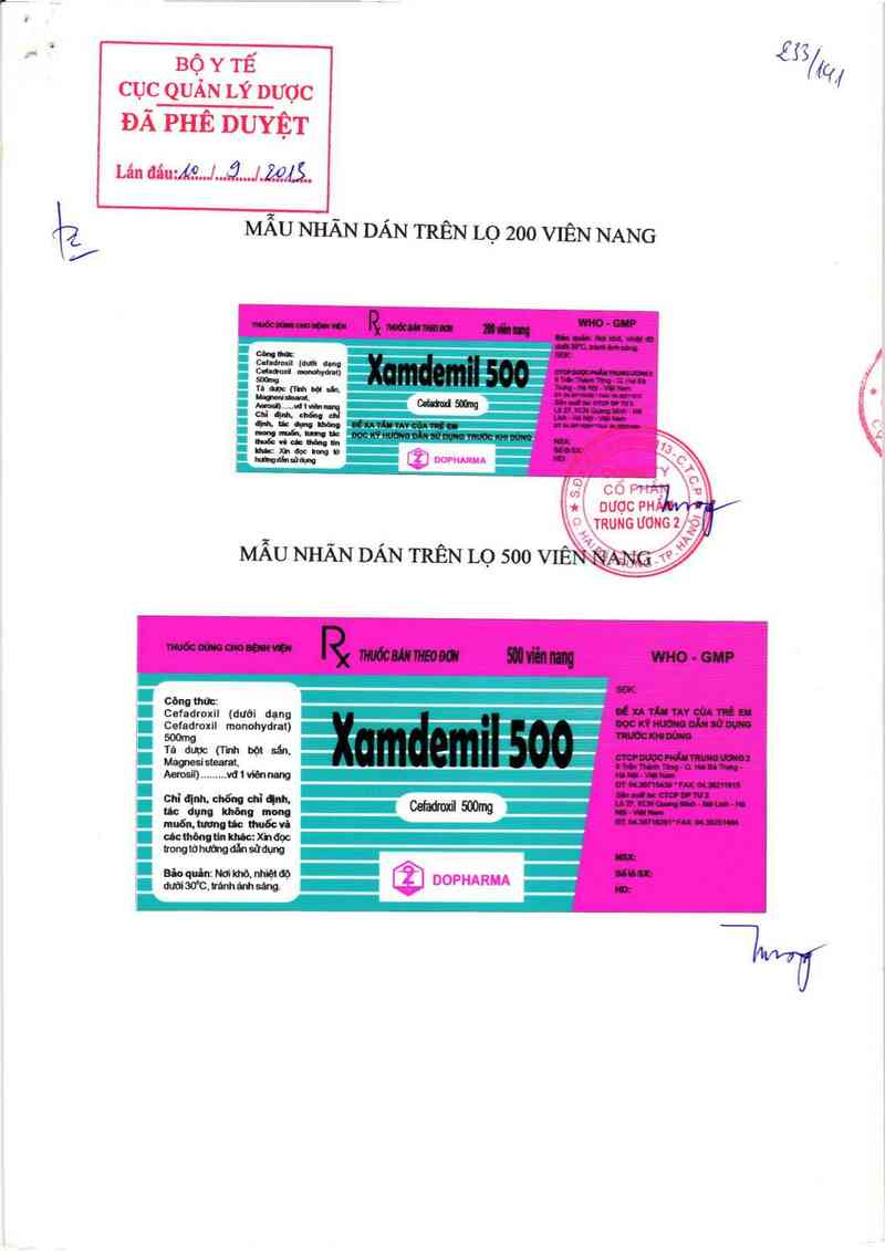 thông tin, cách dùng, giá thuốc Xamdemil 500 - ảnh 0