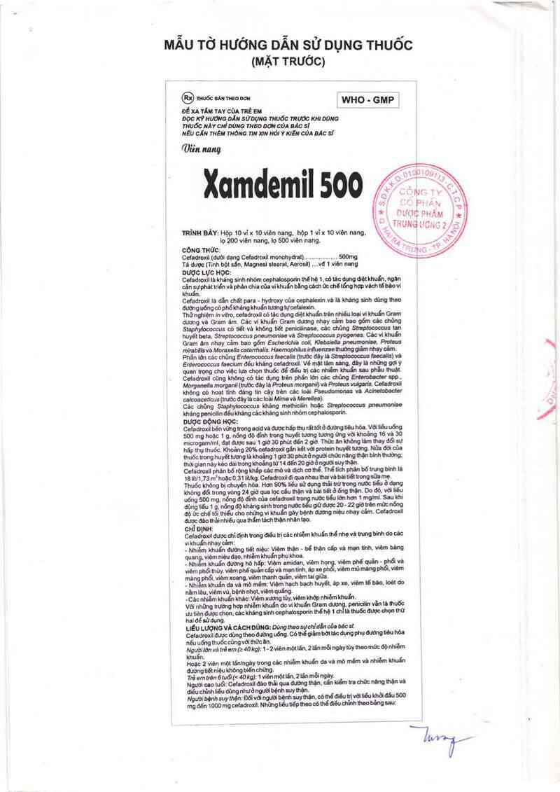 thông tin, cách dùng, giá thuốc Xamdemil 500 - ảnh 4