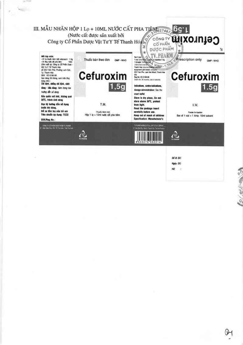 thông tin, cách dùng, giá thuốc Cefuroxim 1,5g - ảnh 1