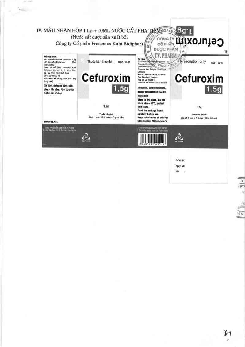 thông tin, cách dùng, giá thuốc Cefuroxim 1,5g - ảnh 2