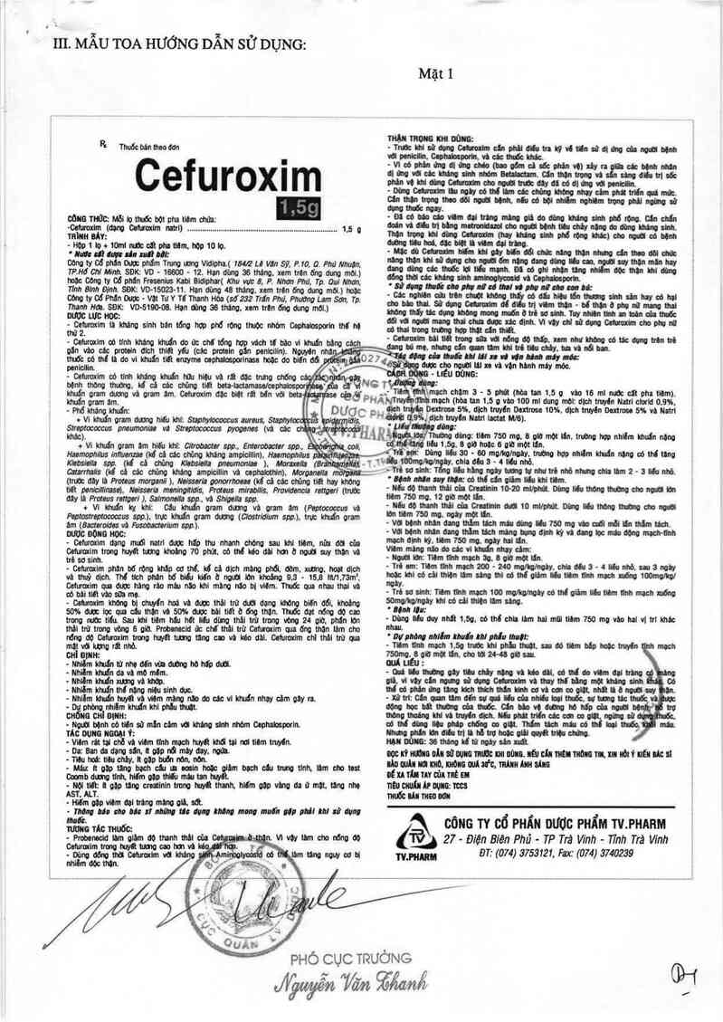 thông tin, cách dùng, giá thuốc Cefuroxim 1,5g - ảnh 4