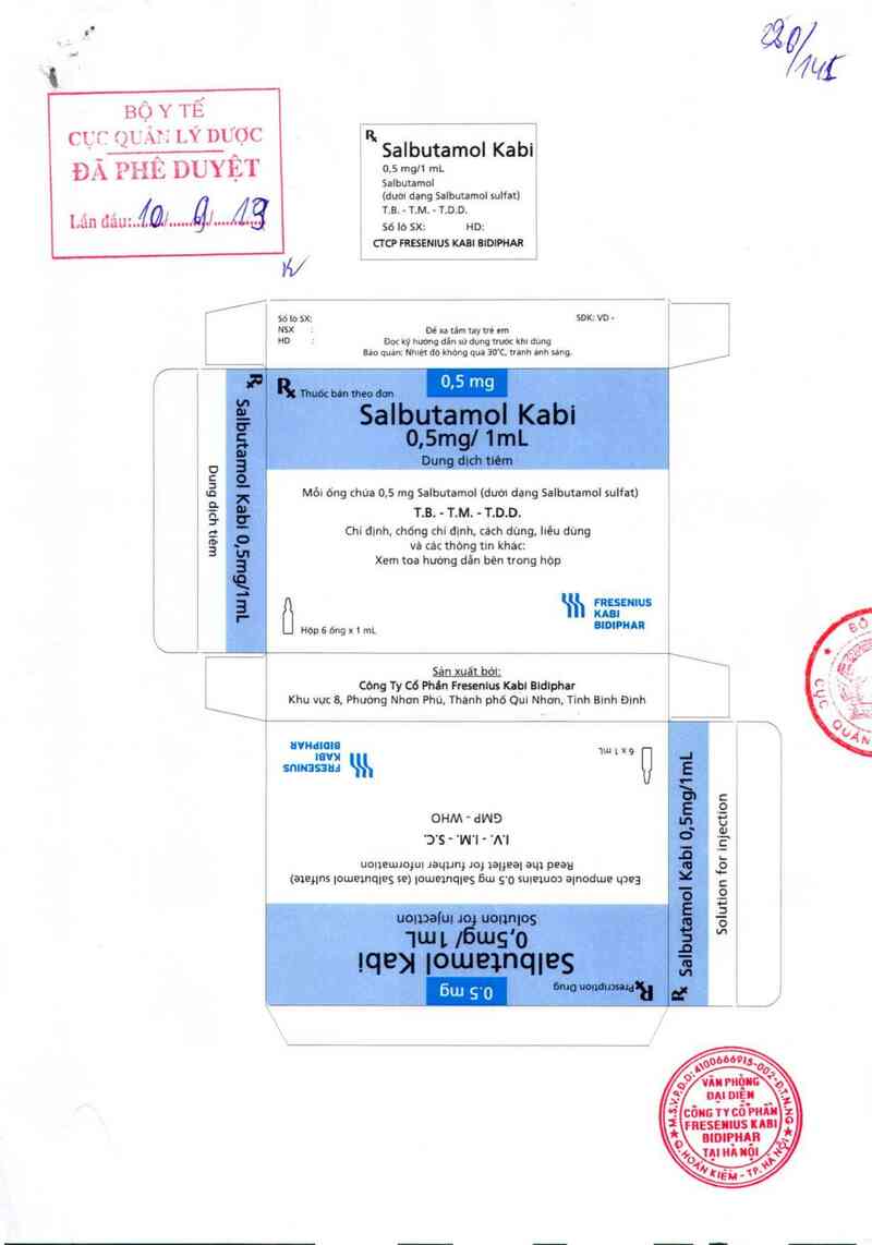 thông tin, cách dùng, giá thuốc Salbutamol Kabi 0,5mg/1ml - ảnh 0
