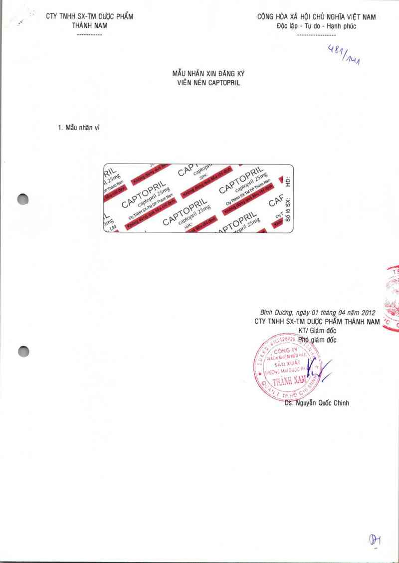 thông tin, cách dùng, giá thuốc Captopril - ảnh 1