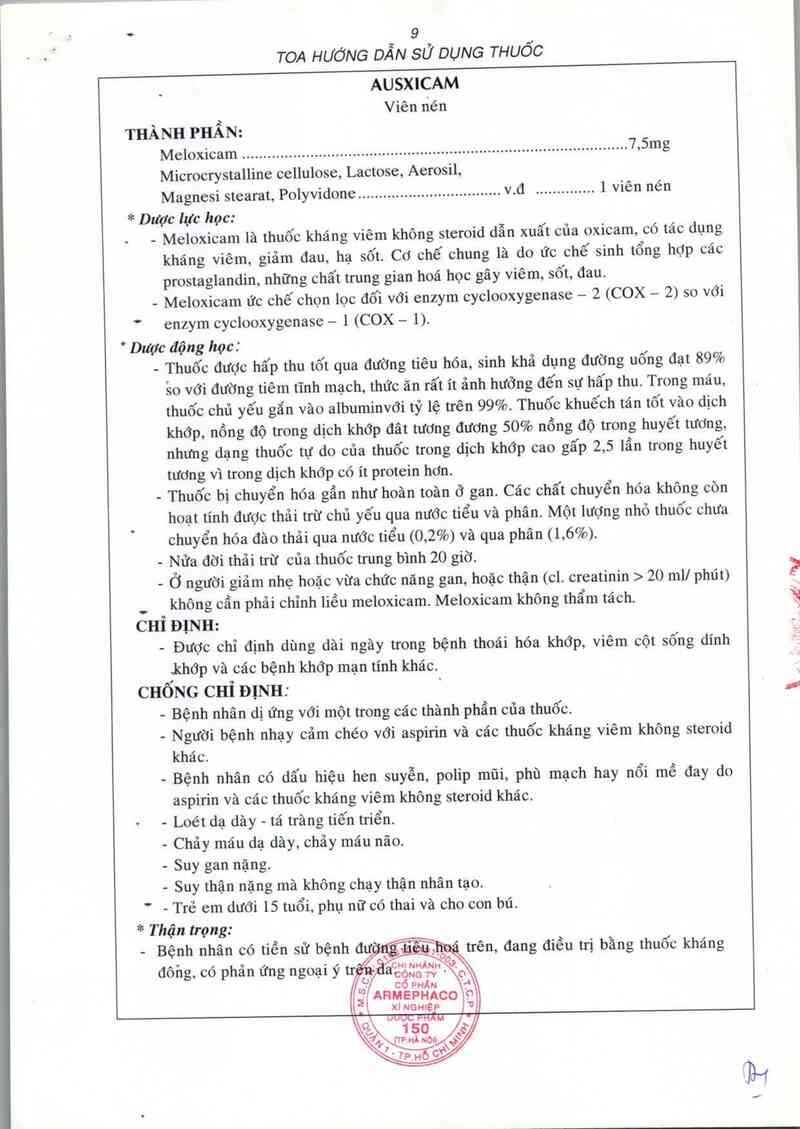 thông tin, cách dùng, giá thuốc Ausxicam - ảnh 5