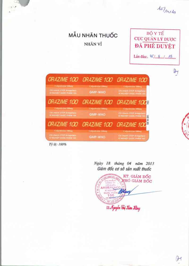 thông tin, cách dùng, giá thuốc Orazime 100 - ảnh 0